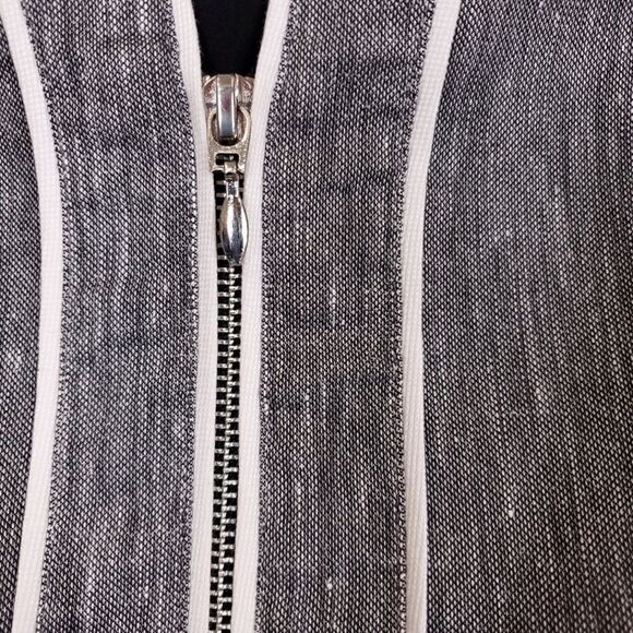 WHITE HOUSE BLACK MARKET Jacket 4 Lightweight Textured Linen Blend Stretch Zip - Picture 6 of 10